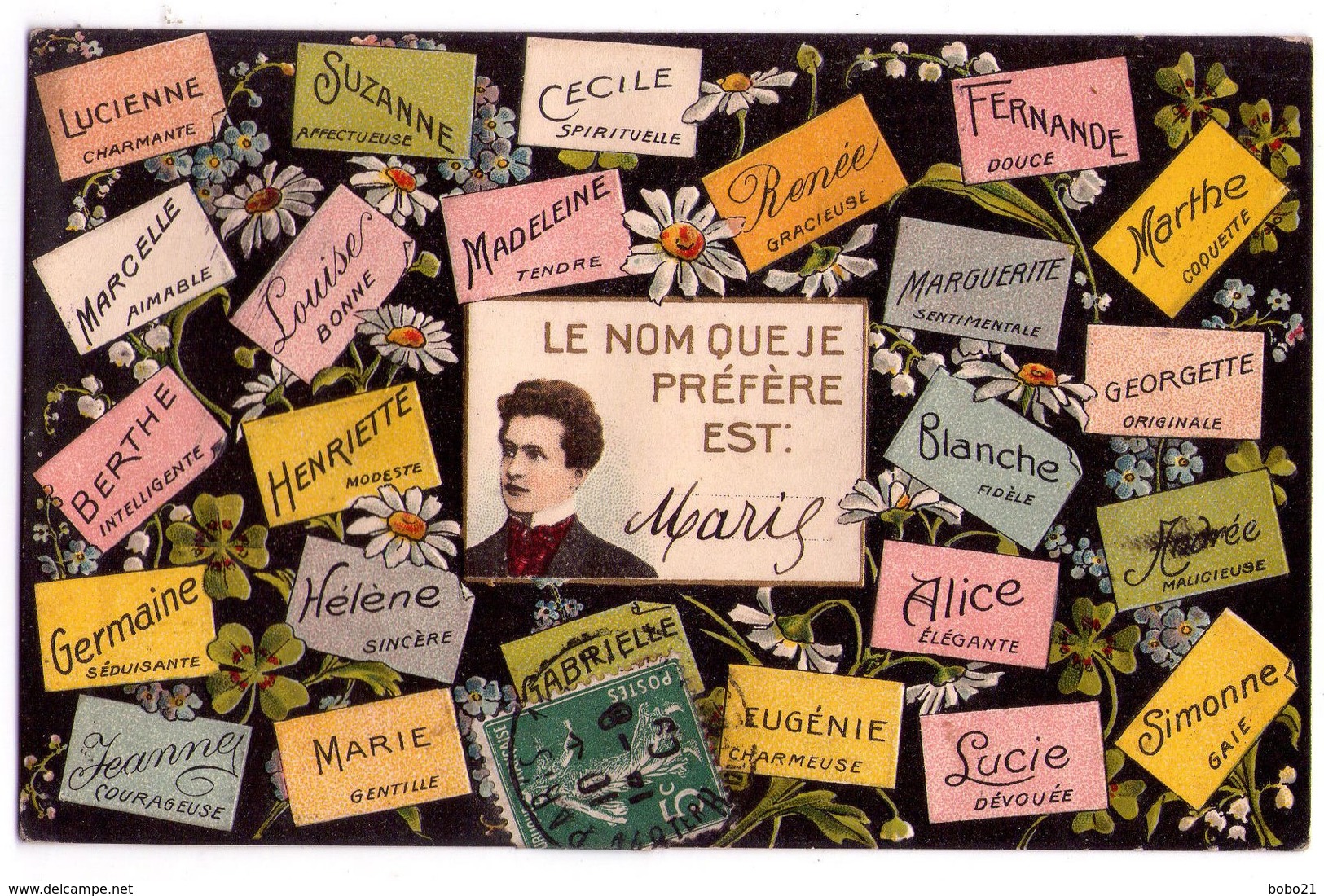 1928 - Fantaisie - 2 Cp Gaufrée - " Le Nom Que Je Préfère Est : .... " ( L'Homme Et La Femme ) - A Systèmes