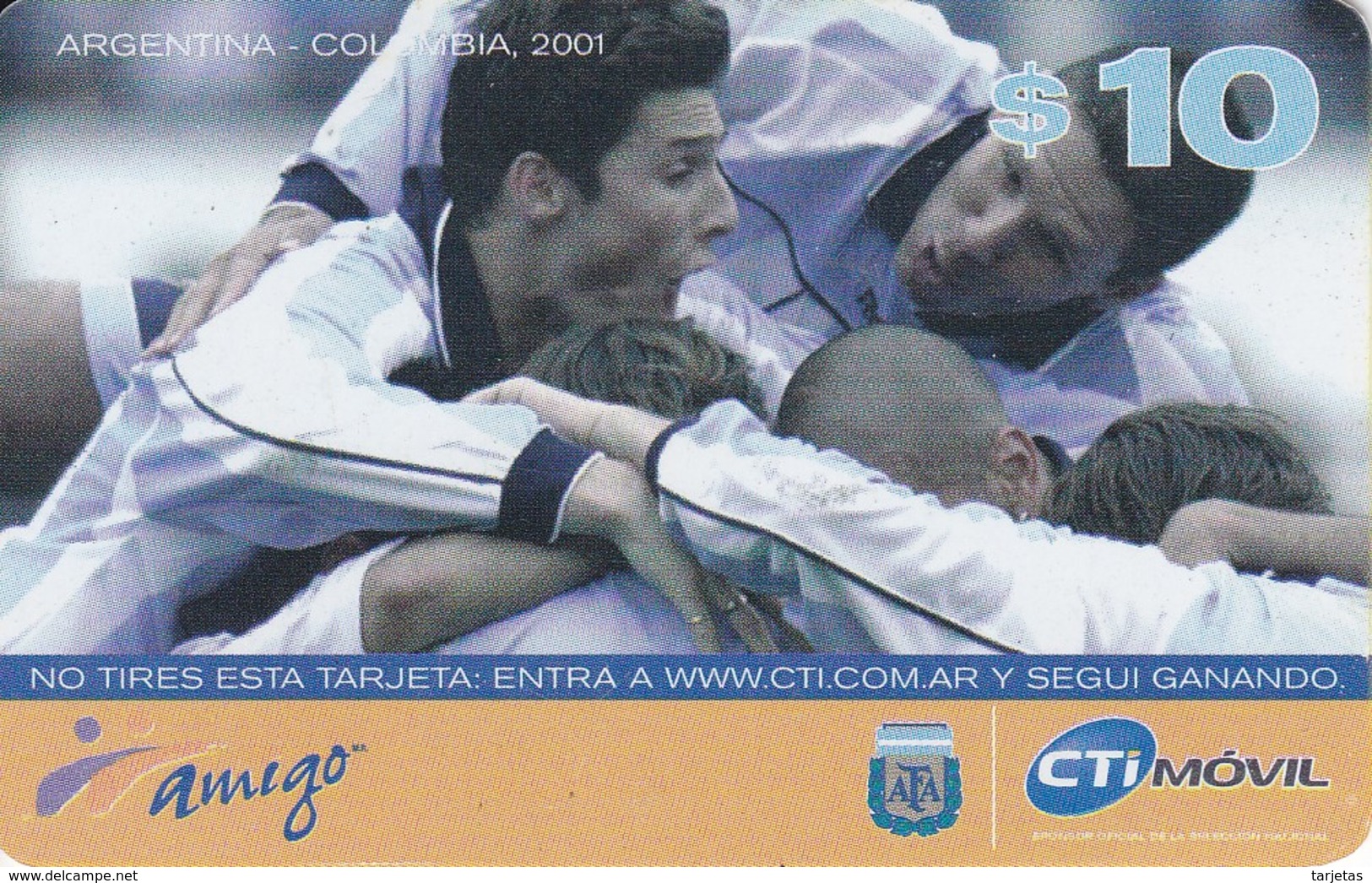 TARJETA DE ARGENTINA DE FUTBOL (FOOTBALL)  ARGENTINA-COLOMBIA 2001 - Argentina