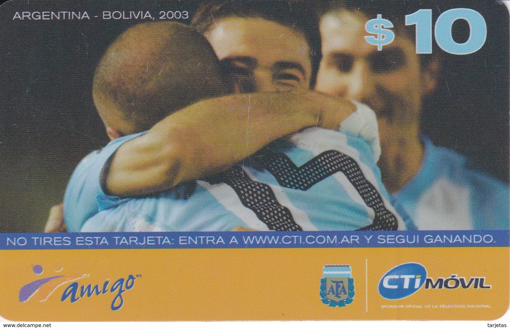 TARJETA DE ARGENTINA DE FUTBOL (FOOTBALL)  ARGENTINA-BOLIVIA  2003 - Argentina