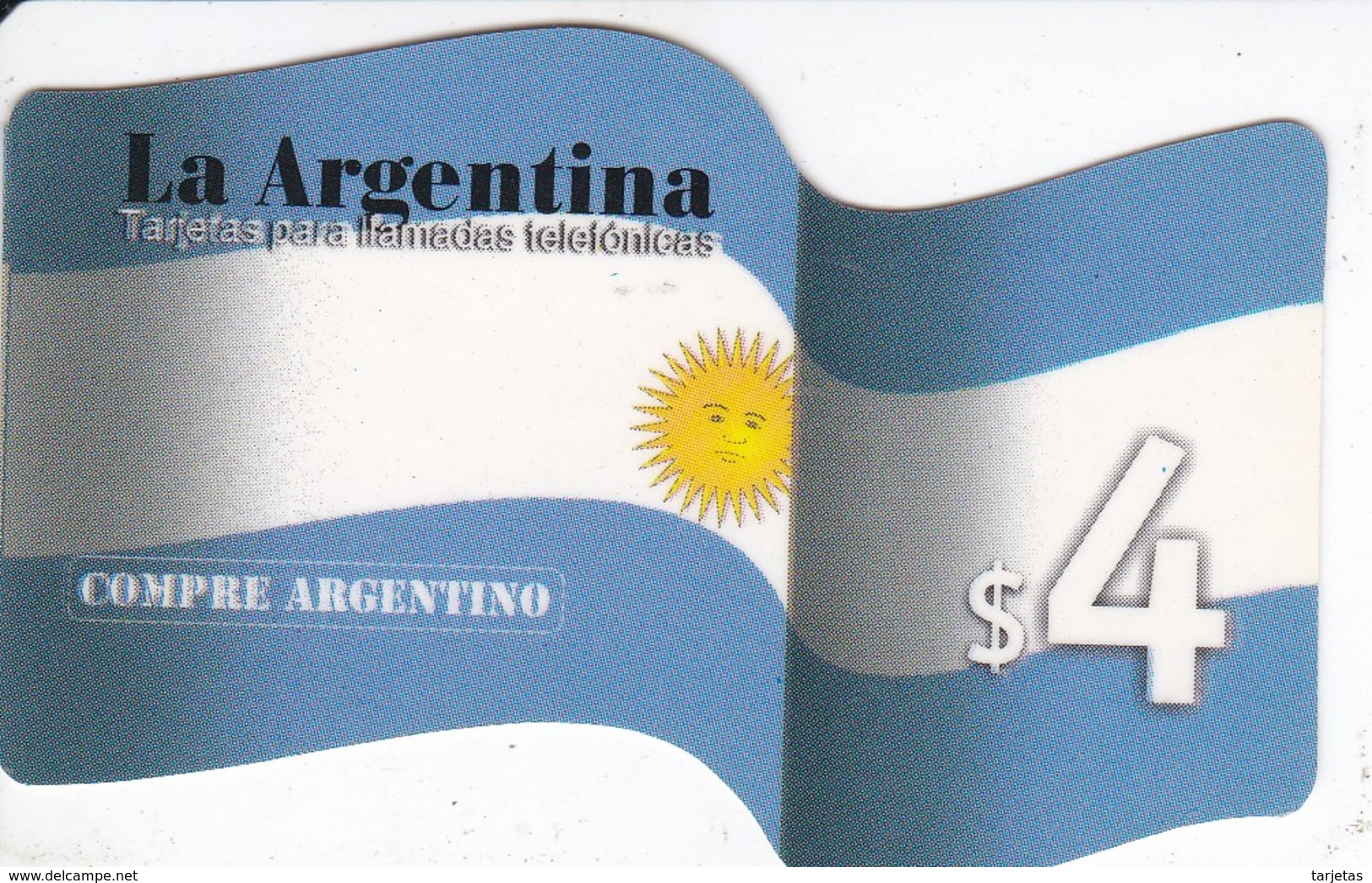 TARJETA DE ARGENTINA DE LA BANDERA NACIONAL DE $4 - COMPRE ARGENTINO - Argentina