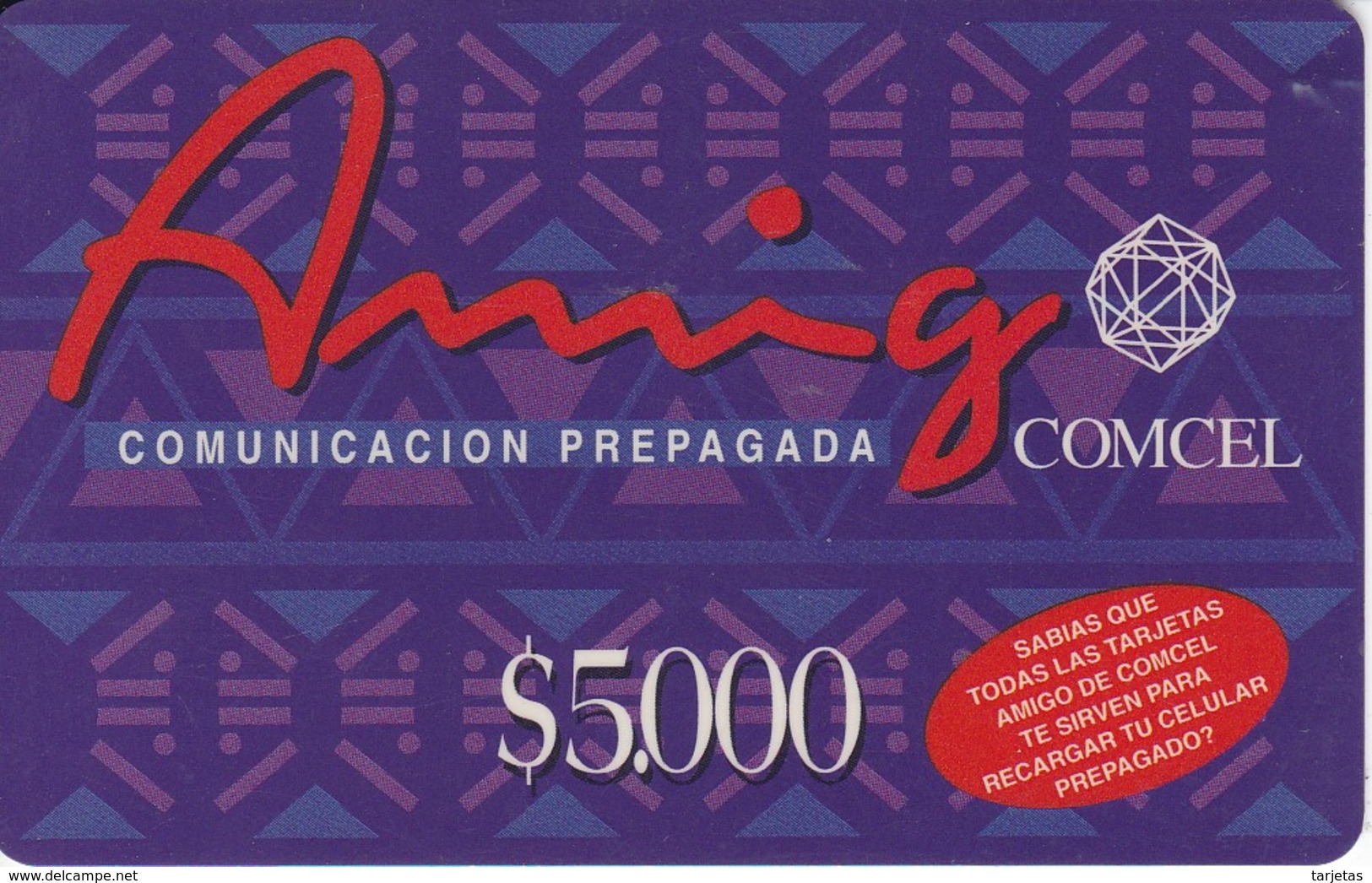 TARJETA DE COLOMBIA DE AMIGO DE COMCELDE $5000 (esquina Mordida) - Colombie