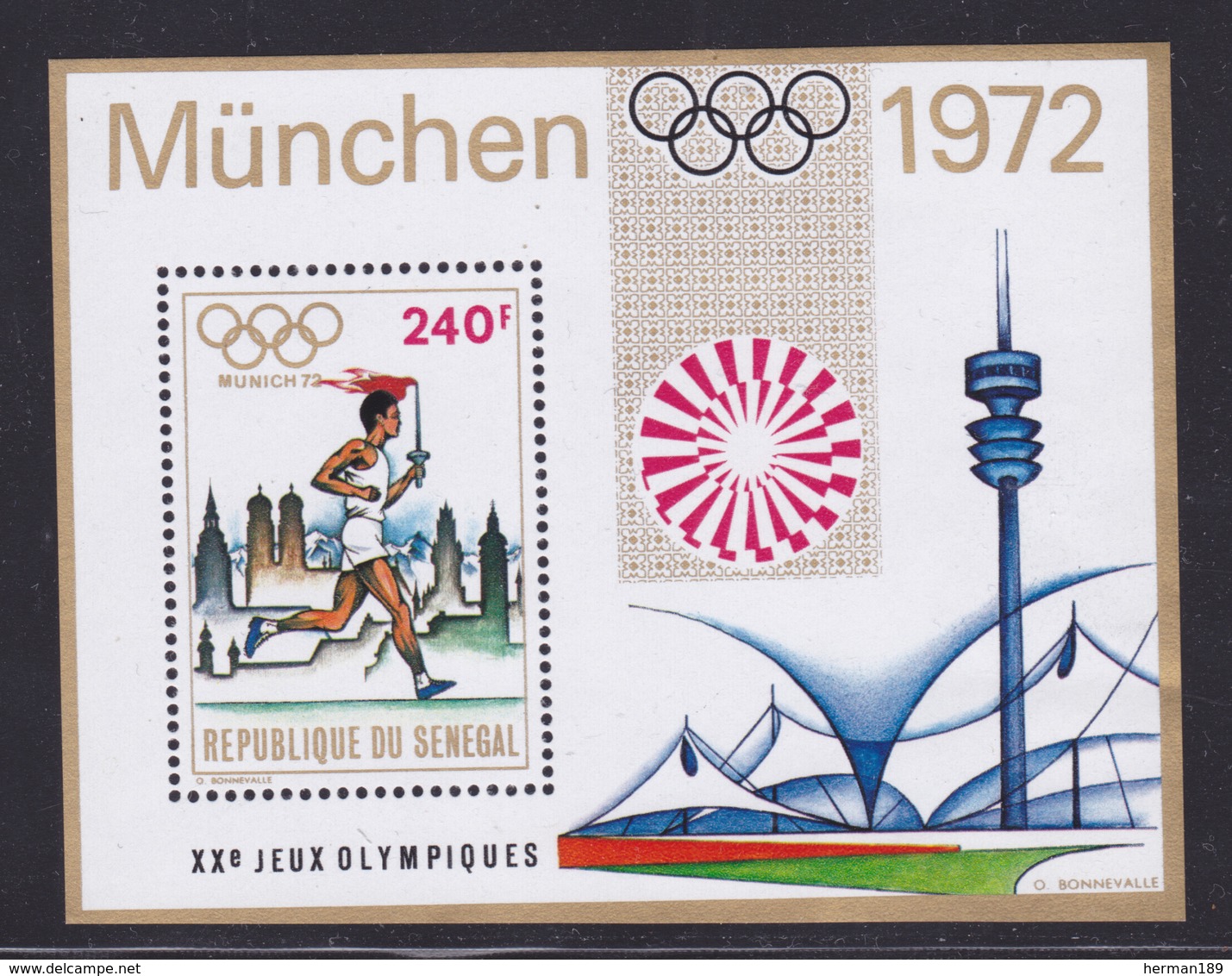 SENEGAL BLOC N°   10 (*) Neuf Sans Gomme, TB (CLR344) Jeux Olympiques De Munich, Sports, Porteur Du Flambeau - Sénégal (1960-...)