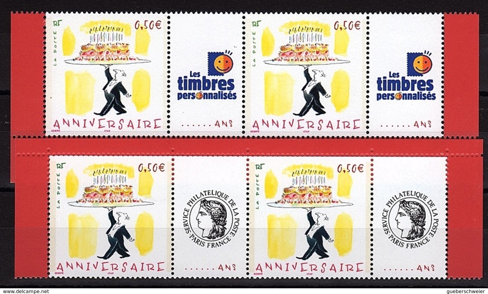 PERS 4 - FRANCE N° 3688A  2 Paires De ANNIVERSAIRE Logo Cérès Et Timbres Personnalisés Bas Et Haut De Feuilles - Other & Unclassified