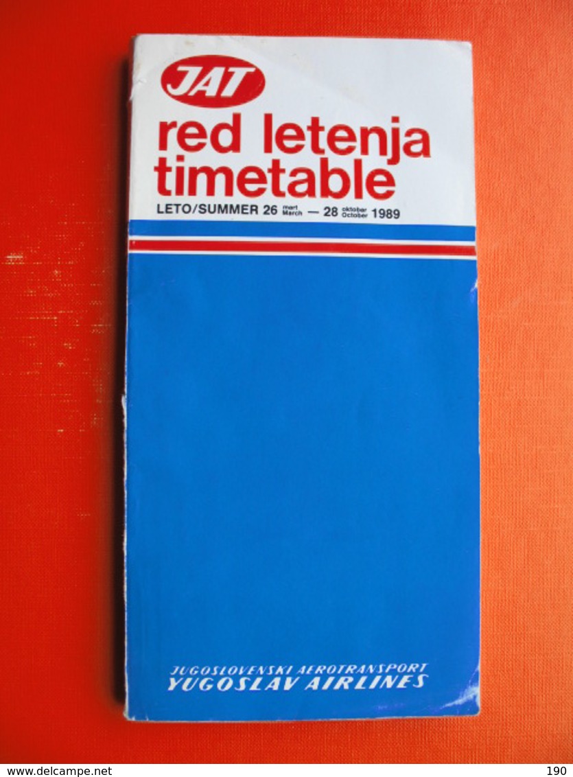 JAT-YUGOSLAV AIRLINES-TIMETABLE - Monde