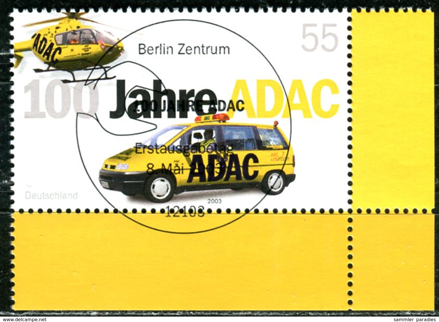 A12-26-4) BRD - Mi 2340 ECKE REU - Zentrisch OO Gestempelt (D) - 55C  100 Jahre ADAC - Gebraucht