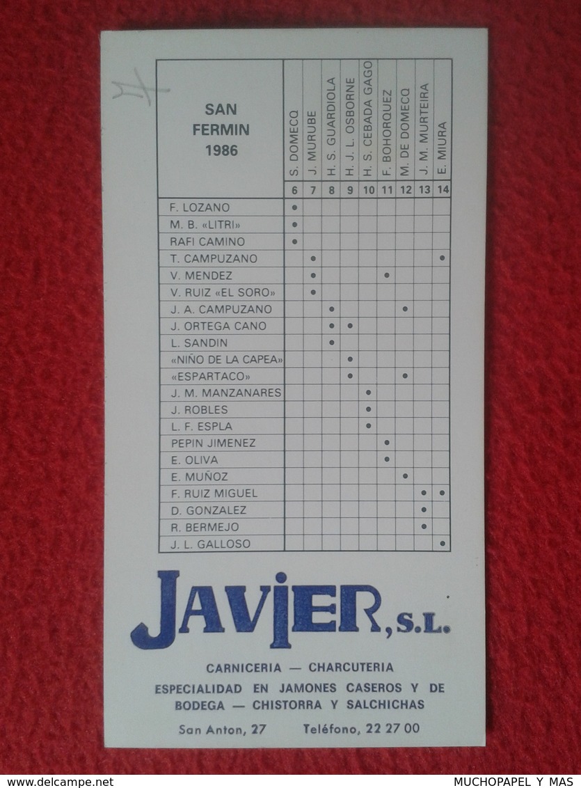 TARJETA PROGRAMA TOROS BULLFIGHTING TOREROS SAN FERMÍN 1986 PAMPLONA NAVARRA SPAIN ESPAGNE TOREO REAGAN GADAFI GADDAFI - Programs