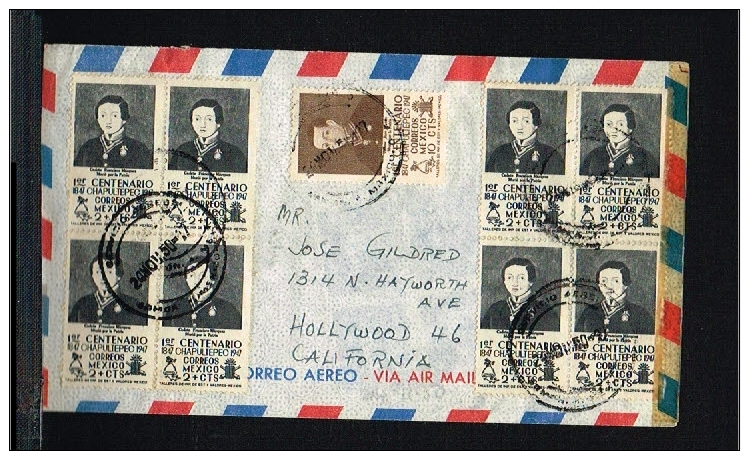 1950 - Mexico Air Letter - Transport - Airmail - From Mexico To Hollywood [B04_025] - Mexico