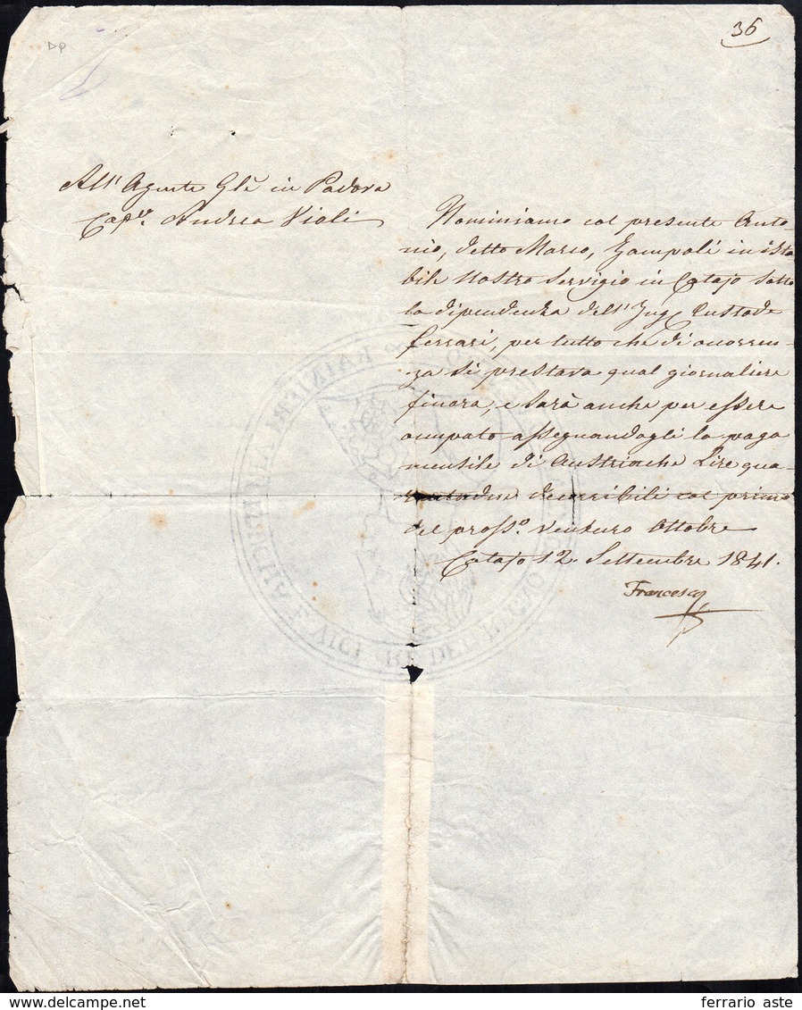 24 1841 - FRANCESCO IV - Lettera Del 12/9/1841 Con Firma Autografa Di Francesco IV D'Este, Duca Di Mode... - Andere & Zonder Classificatie