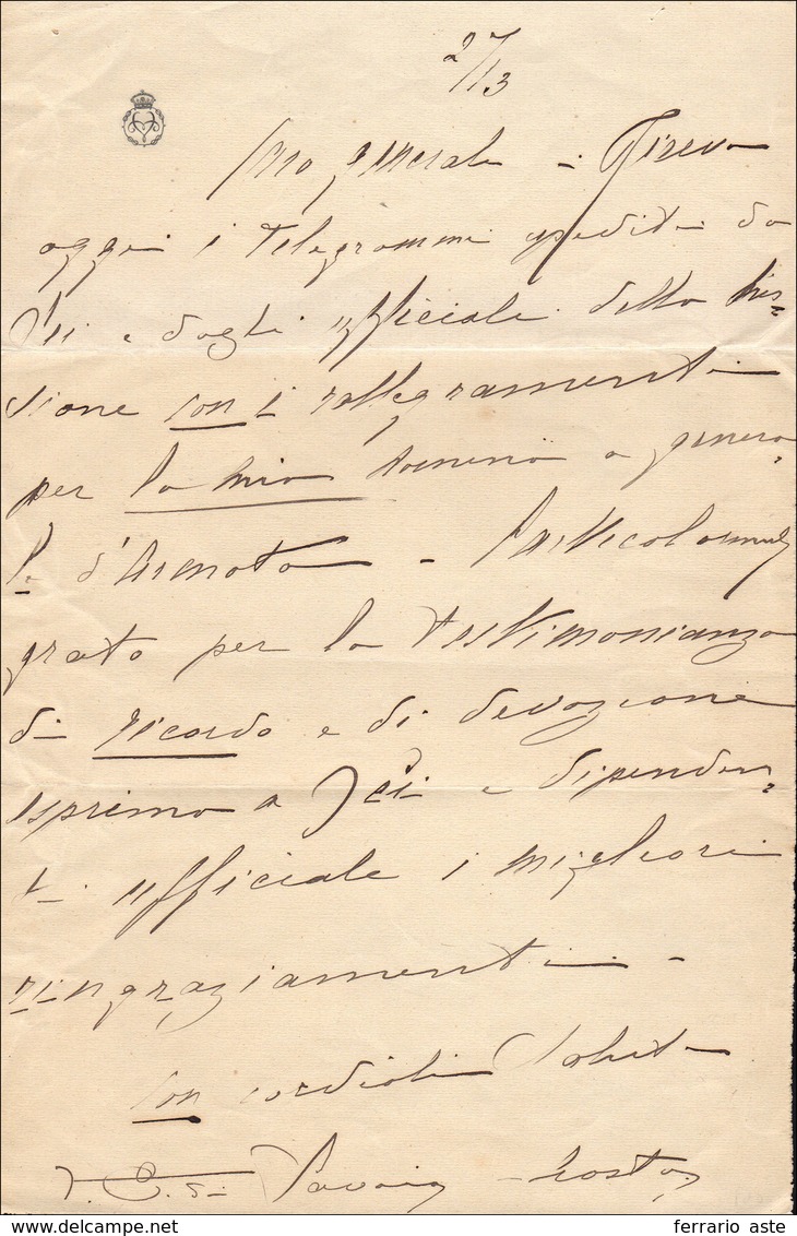 28 1900 Ca. - VITTORIO EMANUELE III - Lettera Autografa Di Vittorio Emanuele III, Re D'Italia. Rare Le ... - Andere & Zonder Classificatie