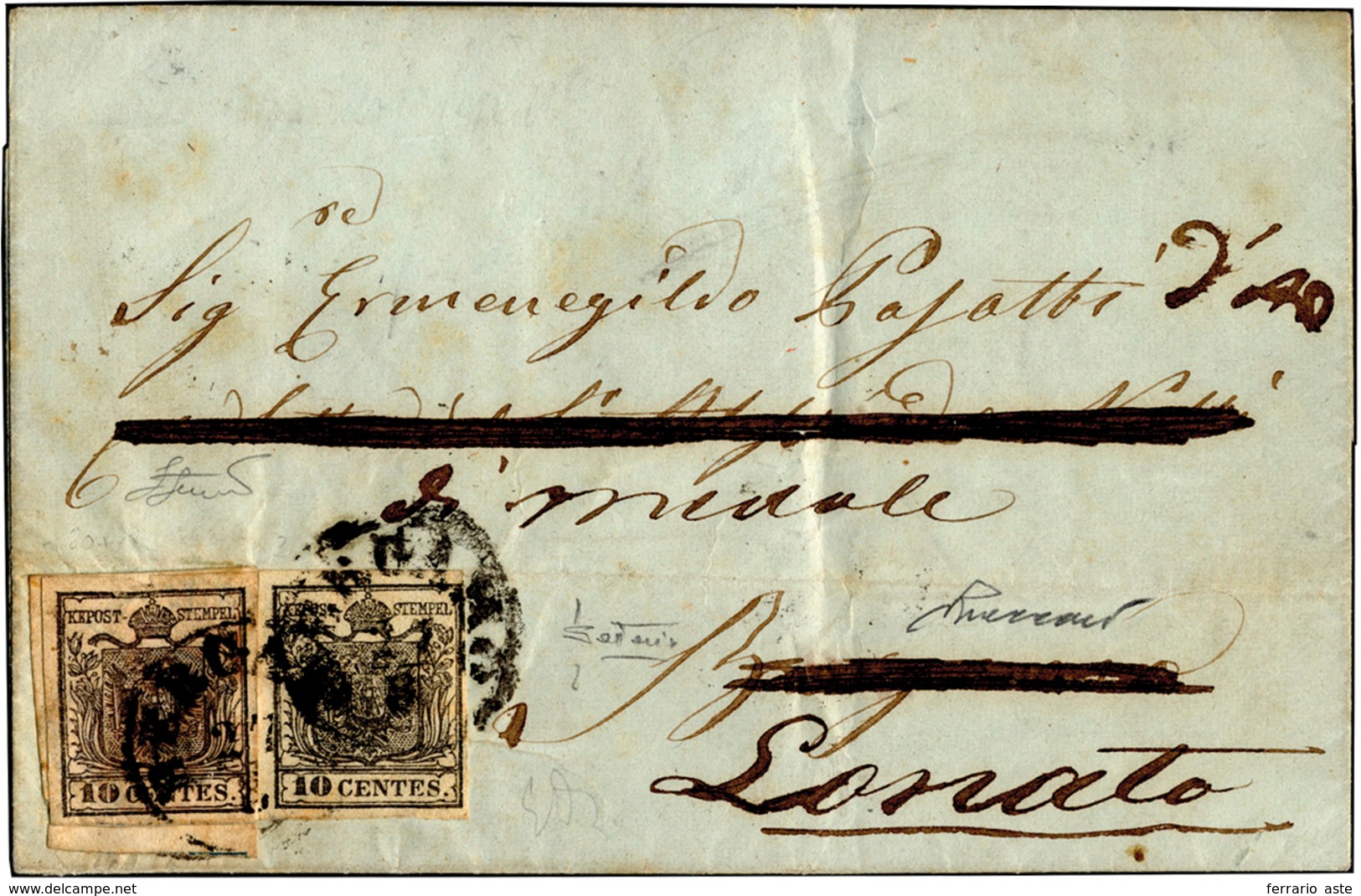 69 1858 - 15 Cent. Rosso Vermiglio, A Macchina (20), Perfetto, Su Lettera Da Castiglione Delle Stiviere... - Lombardo-Veneto