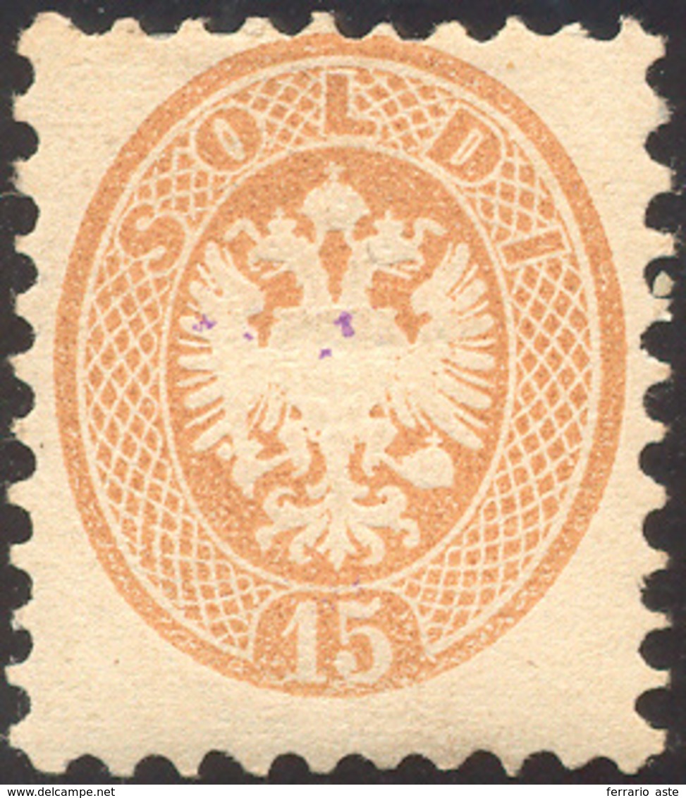 119 1864 - 15 Soldi Bruno, Dent. 9 1/2 (45), Nuovo, Gomma Originale, Perfetto. Ferrario.... - Lombardo-Veneto