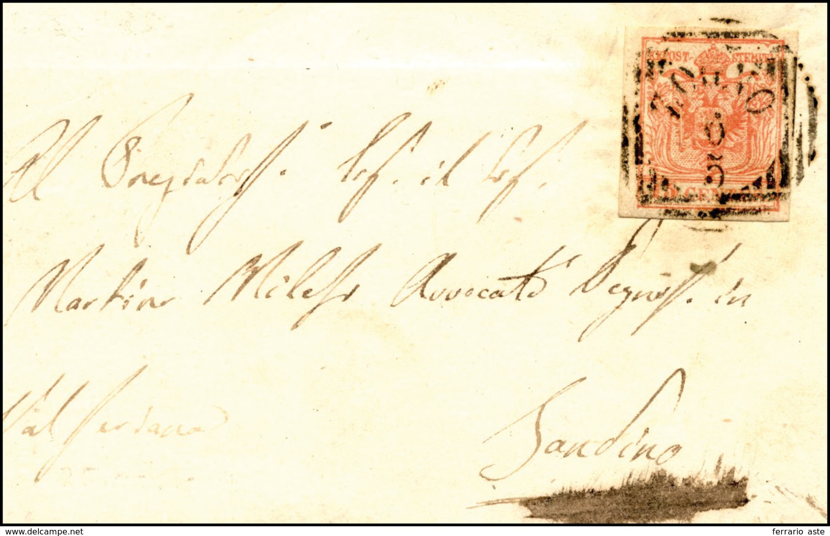 222 ZOGNO, LOV Punti 7 - 15 Cent. (20), Perfetto, Su Lettera Del 6/5/1857 Per Sondrio.... - Lombardy-Venetia