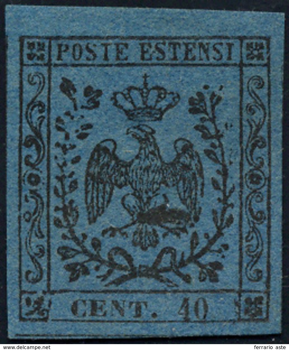 235 1852 - 40 Cent. Azzurro Scuro, Bella Varietà Di Stampa, I Emissione (6), Gomma Originale, Perfetto. ... - Modena