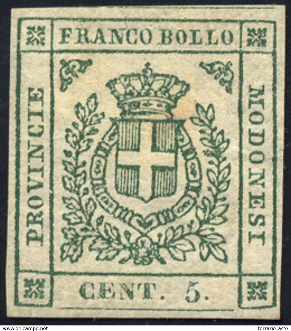 261 1859 - 5 Cent. Verde (12), Gomma Originale, Perfetto. Chiavarello.... - Modena