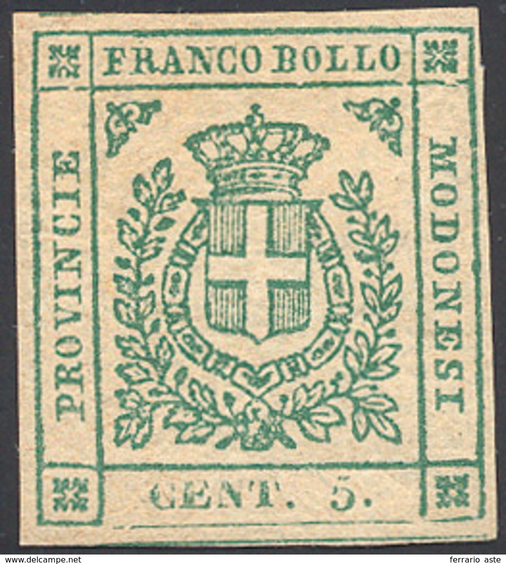 262 1859 - 5 Cent. Verde (12), Perfetto, Nuovo, Gomma Originale. Emilio Ed Alberto Diena, Ferrario. Cert... - Modena