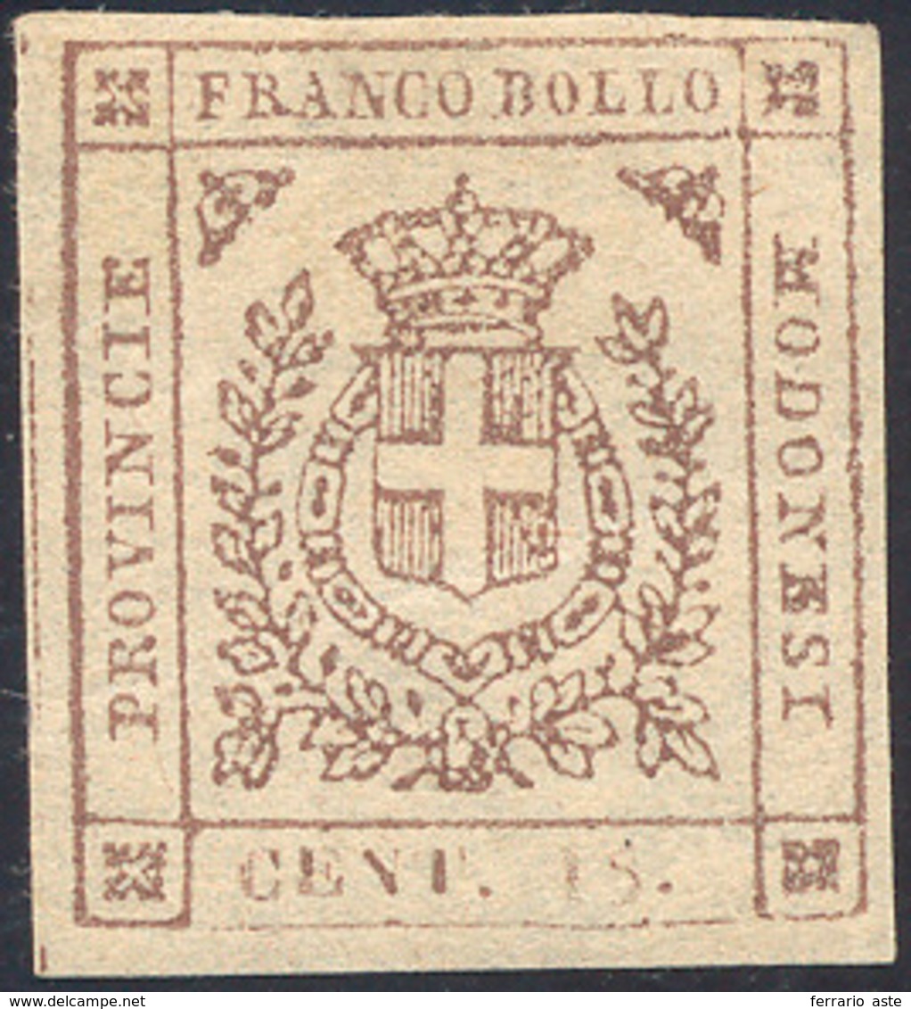 263 1859 - 15 Cent. Bruno (13), Gomma Originale, Perfetto. E.Diena, Cert. Ferrario.... - Modena