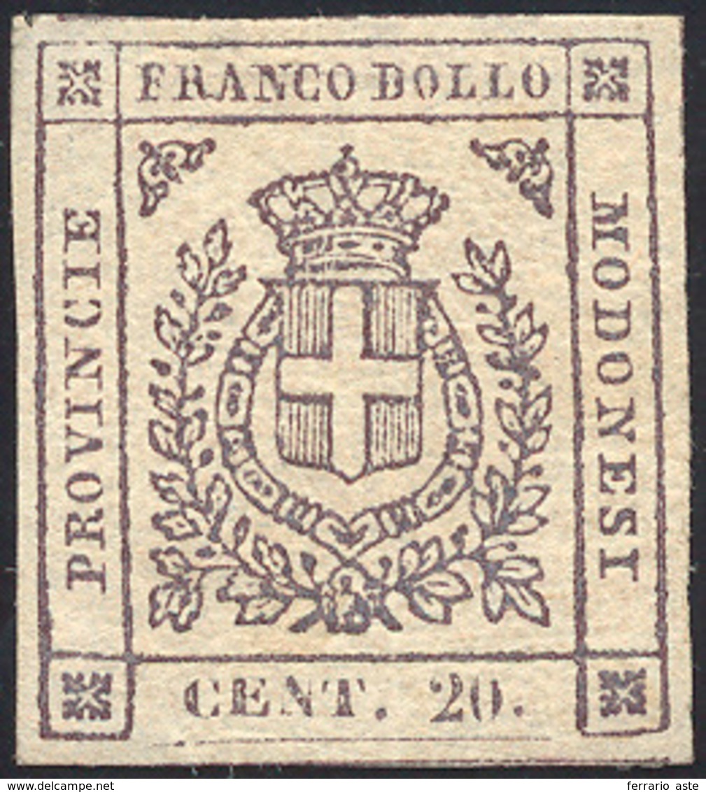 265 1859 - 20 Cent. Violetto Scuro (15a), Gomma Originale, Perfetto. Cert. Diena.... - Modena