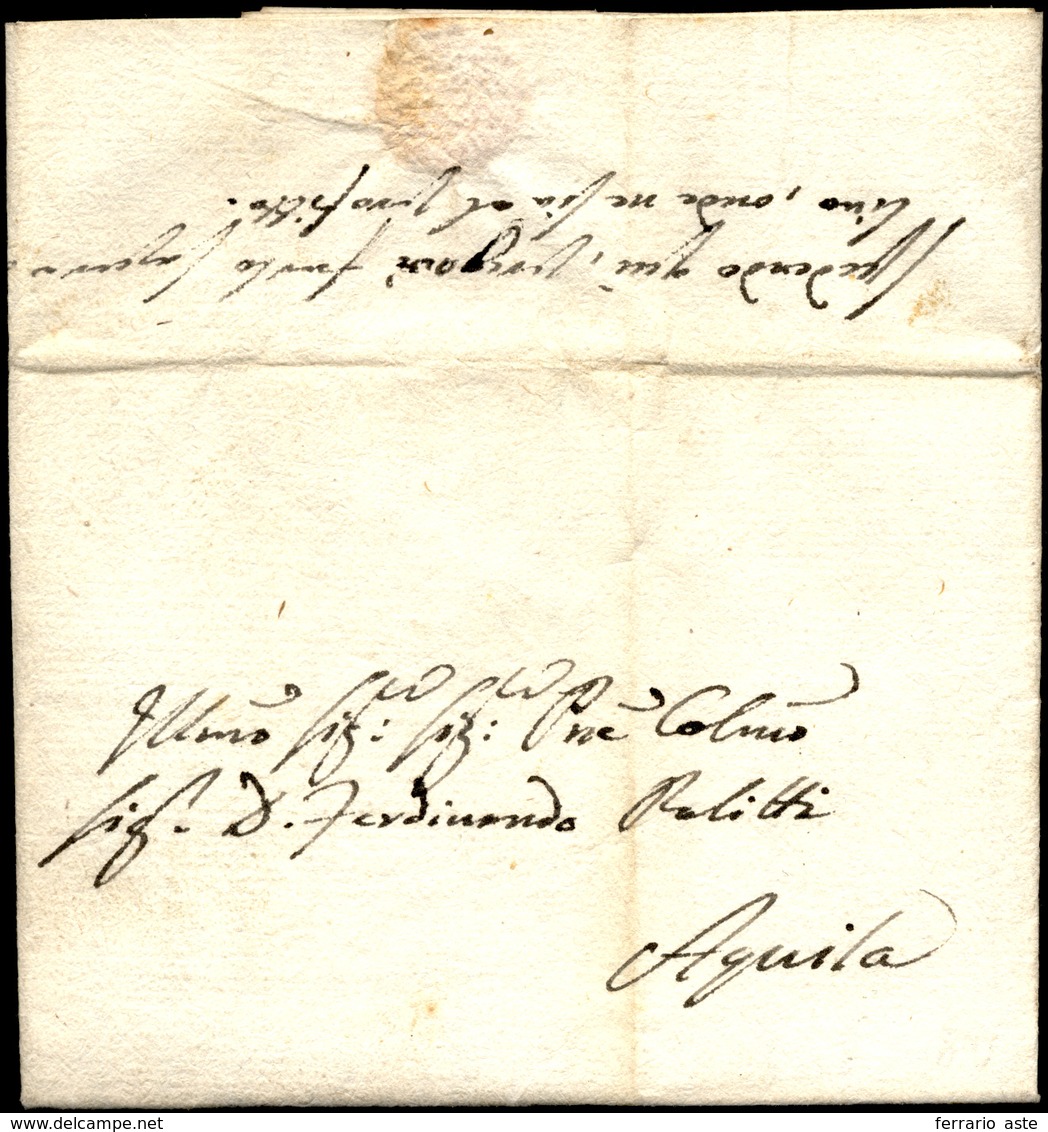 275 1835 - Lettera Non Affrancata Da Gagliano 3/8/1835 Ad Aquila, Manoscritto Al Verso "spendendo Qui, P... - Naples