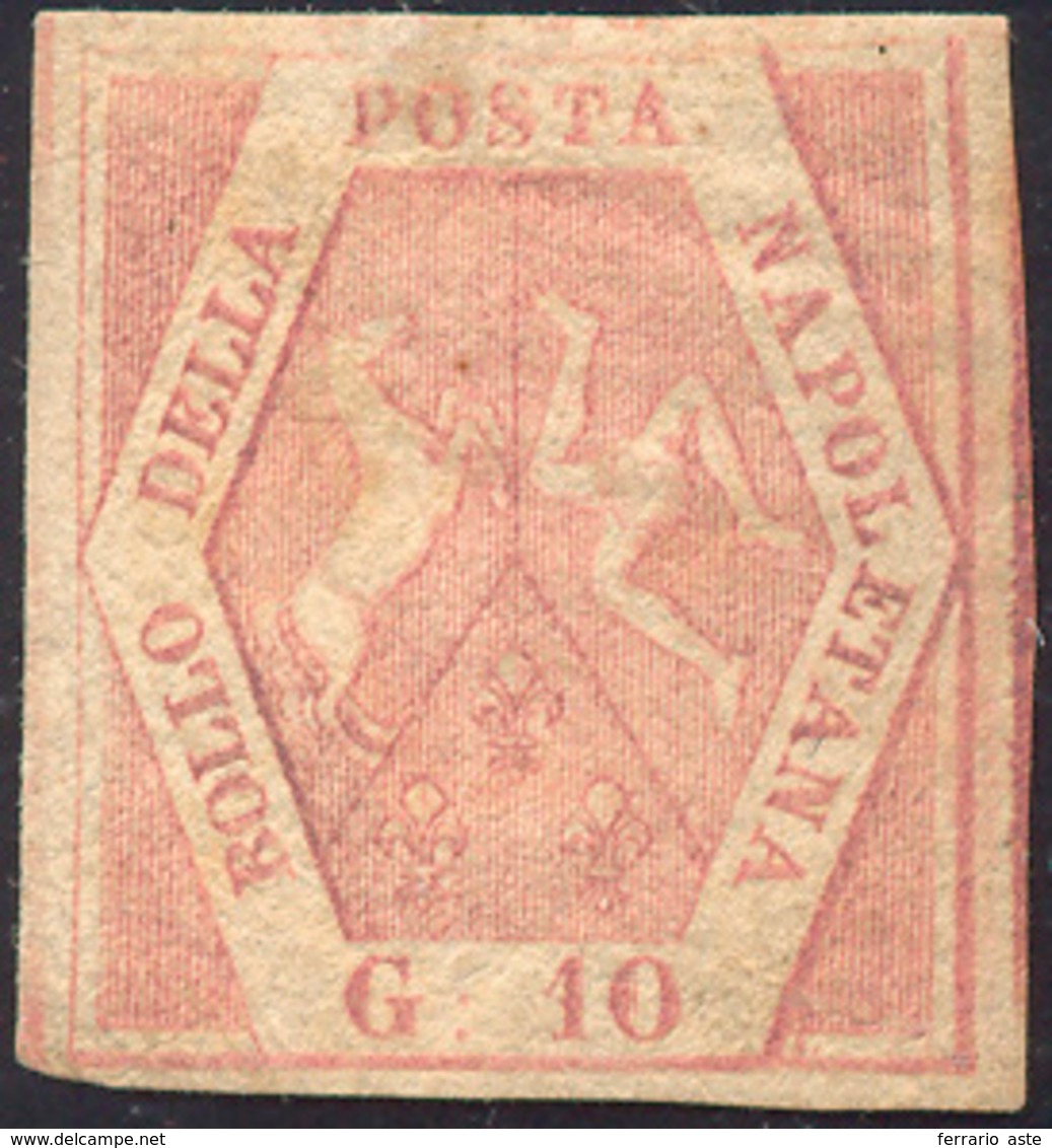 307 1858 - 10 Grana Rosa Brunastro, I Tavola (10), Nuovo, Gomma Originale, Perfetto. Raro. Cert. A.Diena... - Naples