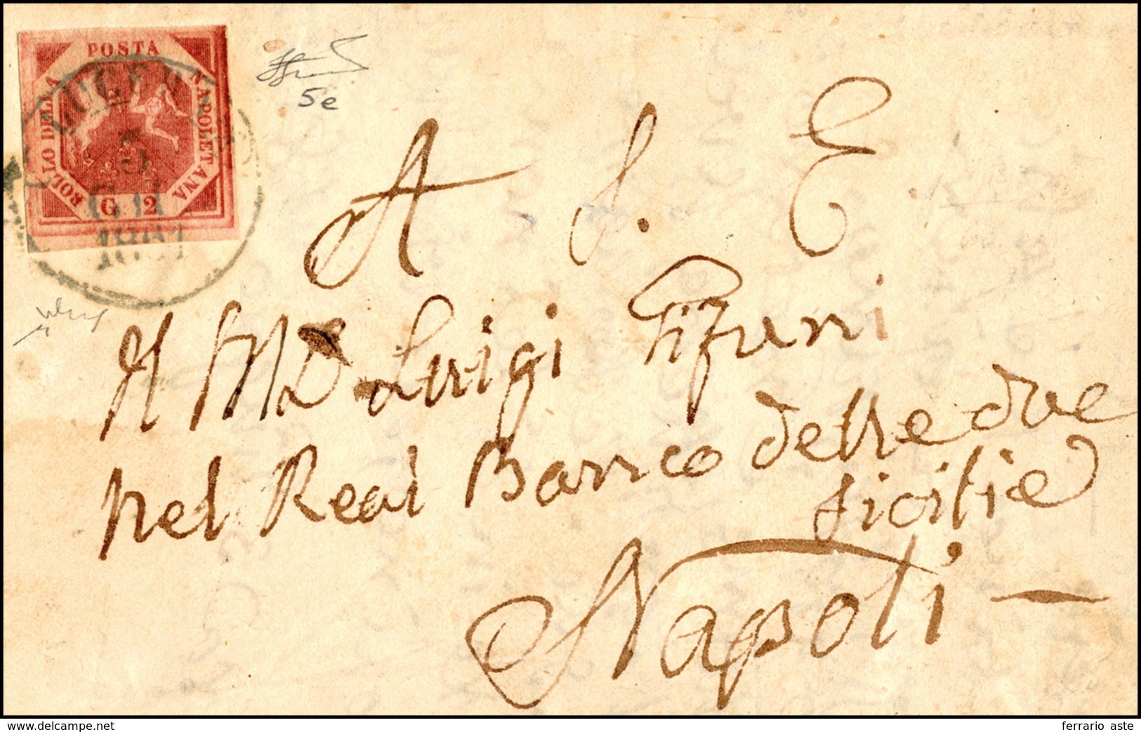 419 LUCERA, Cerchio Verde Punti 11 - 2 Grana (5e), Perfetto, Su Lettera Del 3/6/1861 A Napoli. Chiavarel... - Naples