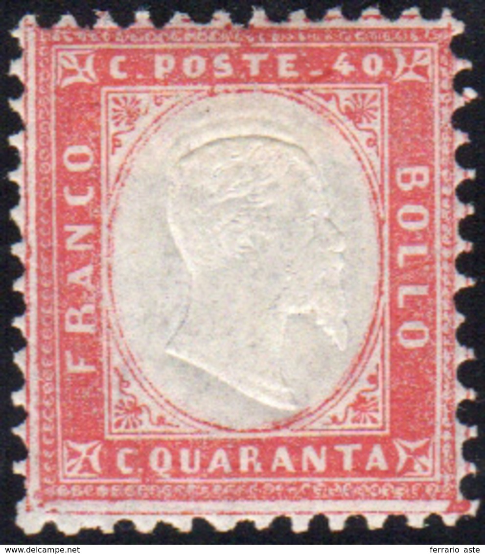 895 1862 - 40 Cent. Rosso Carminio, Filetto D'inquadratura Esterno Completo Su Tutti I Lati, Pos. 12 (3p... - Otros & Sin Clasificación