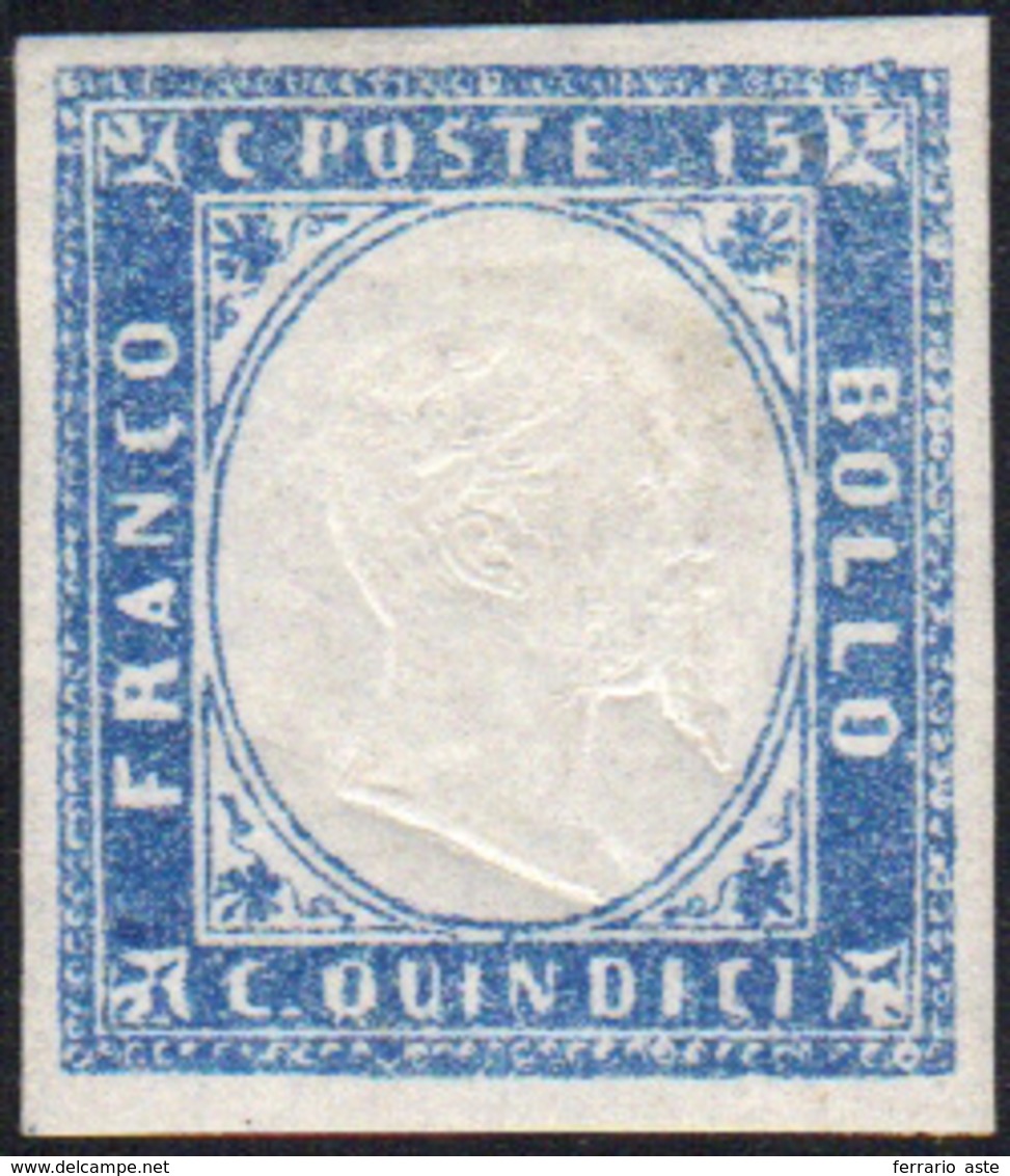 910 1863 - 15 Cent. Azzurro Grigio (11e), Gomma Originale, Perfetto. Cert. Sorani.... - Other & Unclassified