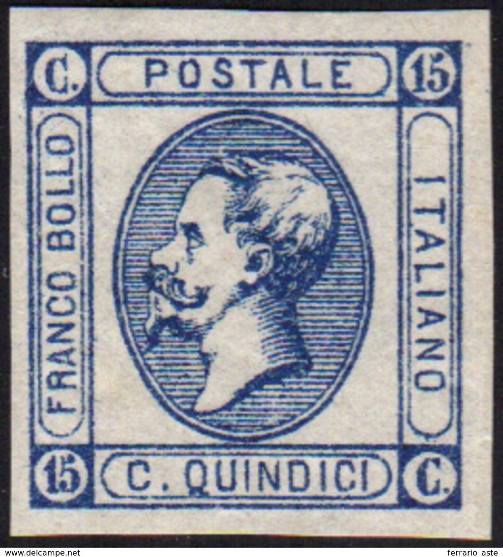 915 1863 - 15 Cent. Azzurro Litografico, I Tipo (12), Gomma Integra, Perfetto. Bello! Cert. Bottacchi.... - Other & Unclassified
