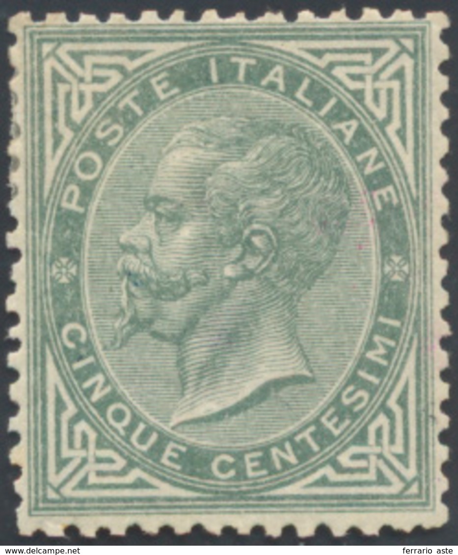 928 1863 - 5 Cent. De La Rue, Tiratura Di Torino (T16), Ottima Centratura, Gomma Originale, Perfetto. A.... - Other & Unclassified