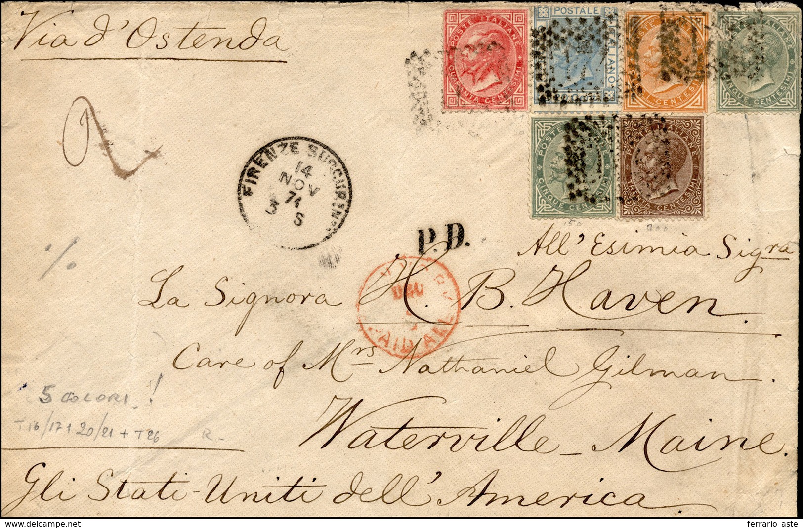 929 1871 - 5 Cent., Due Esemplari, 10 Cent., 30 Cent., 40 Cent. De La Rue, Tiratura Di Torino, 20 Cent. ... - Sonstige & Ohne Zuordnung