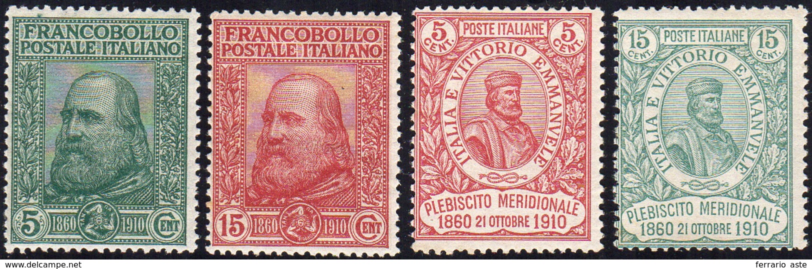 1053 1910 - Garibaldi (87/90), Gomma Integra, Perfetti. Cert. Raybaudi Per I N. 89/90. (cat. Sassone € 1.... - Other & Unclassified