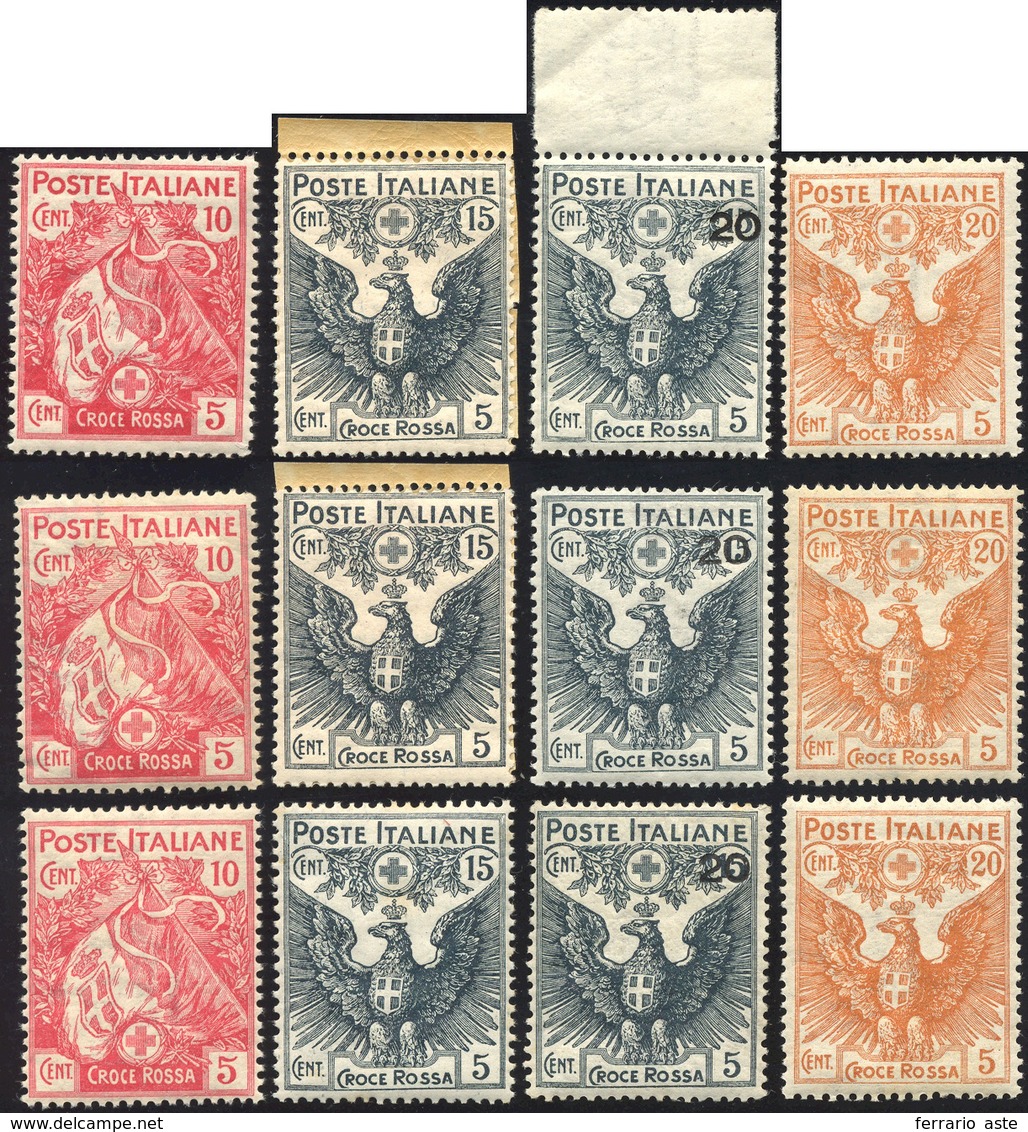 1069 1915/16 - Croce Rossa (102/105), Tre Serie Complete Di Ottima Centratura, Gomma Originale Integra, P... - Other & Unclassified