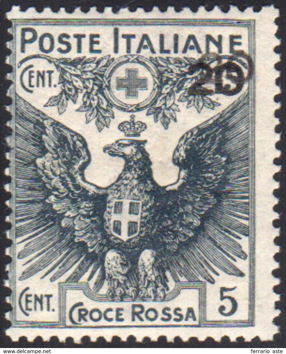 1071 1916 - 20 Cent. Su 15 + 5 Cent. Croce Rossa, Doppia Soprastampa (104b), Gomma Integra, Perfetto. Emi... - Other & Unclassified