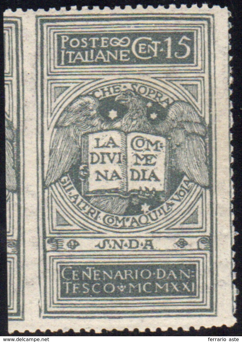 1088 1921 - 15 Cent. Grigio Dante, Non Emesso, Non Dentellato A Sinistra (116Ak), Gomma Integra, Perfetto... - Other & Unclassified