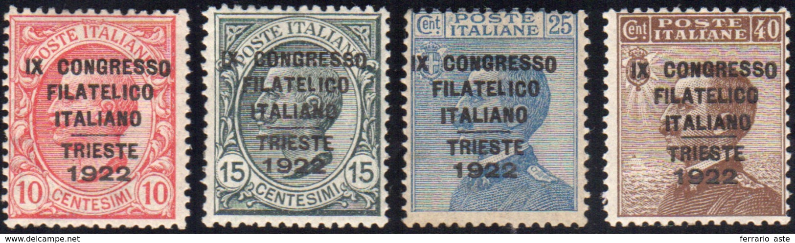 1094 1922 - Congresso Filatelico (123/126), Discreta Centratura, Ottima Per Il 15 Cent., Gomma Integra, P... - Other & Unclassified