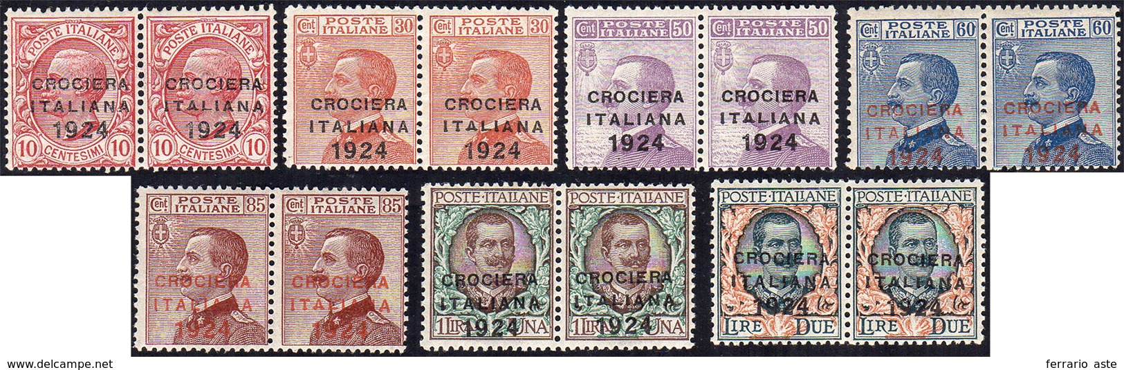 1133 1924 - Crociera Italiana, Serie Completa, In Coppie Con L'esemplare Di Destra Con Varietà Della Prim... - Other & Unclassified