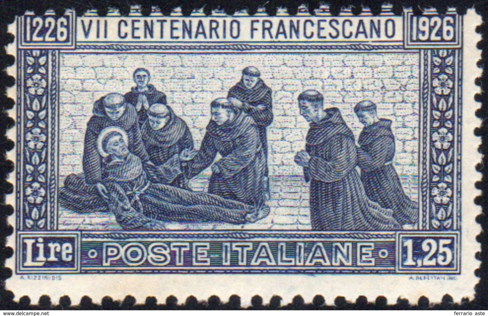 1150 1926 - 1,25 Lire San Francesco, Dent. 11 Da Tre Lati, 13 1/2 Il Verticale Destro (199a), Gomma Origi... - Other & Unclassified