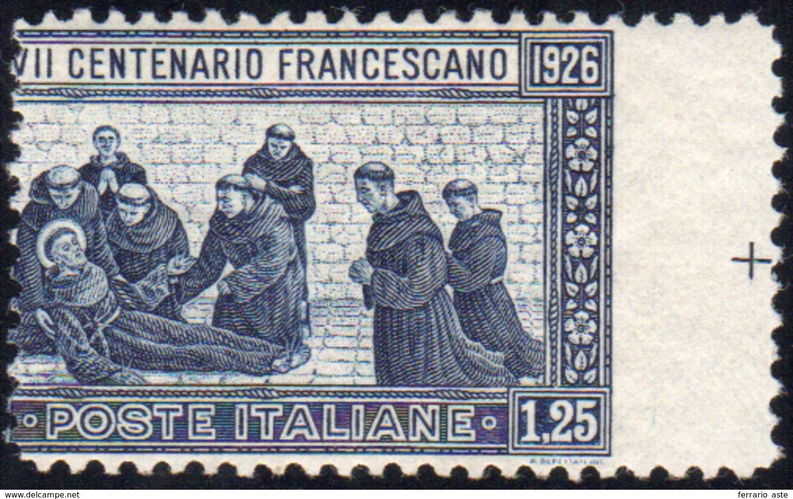 1151 1926 - 1,25 Lire San Francesco, Dent. 11, Dentellatura Verticale Fortemente Spostata A Destra (199p)... - Other & Unclassified