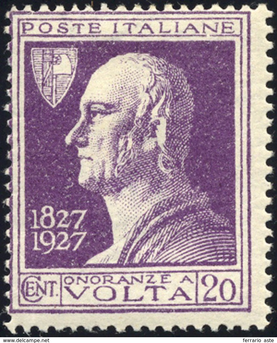 1156 1927 - 20 Cent. Volta Violetto, ERRORE DI COLORE (210A), Gomma Integra, Perfetto. Molto Fresco E Rar... - Other & Unclassified