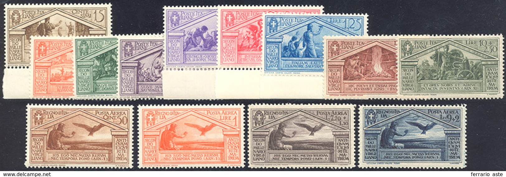 1185 1930 - Virgilio, Serie Completa Con Posta Aerea (282/290+A), Gomma Originale Integra, Perfetti.... - Other & Unclassified