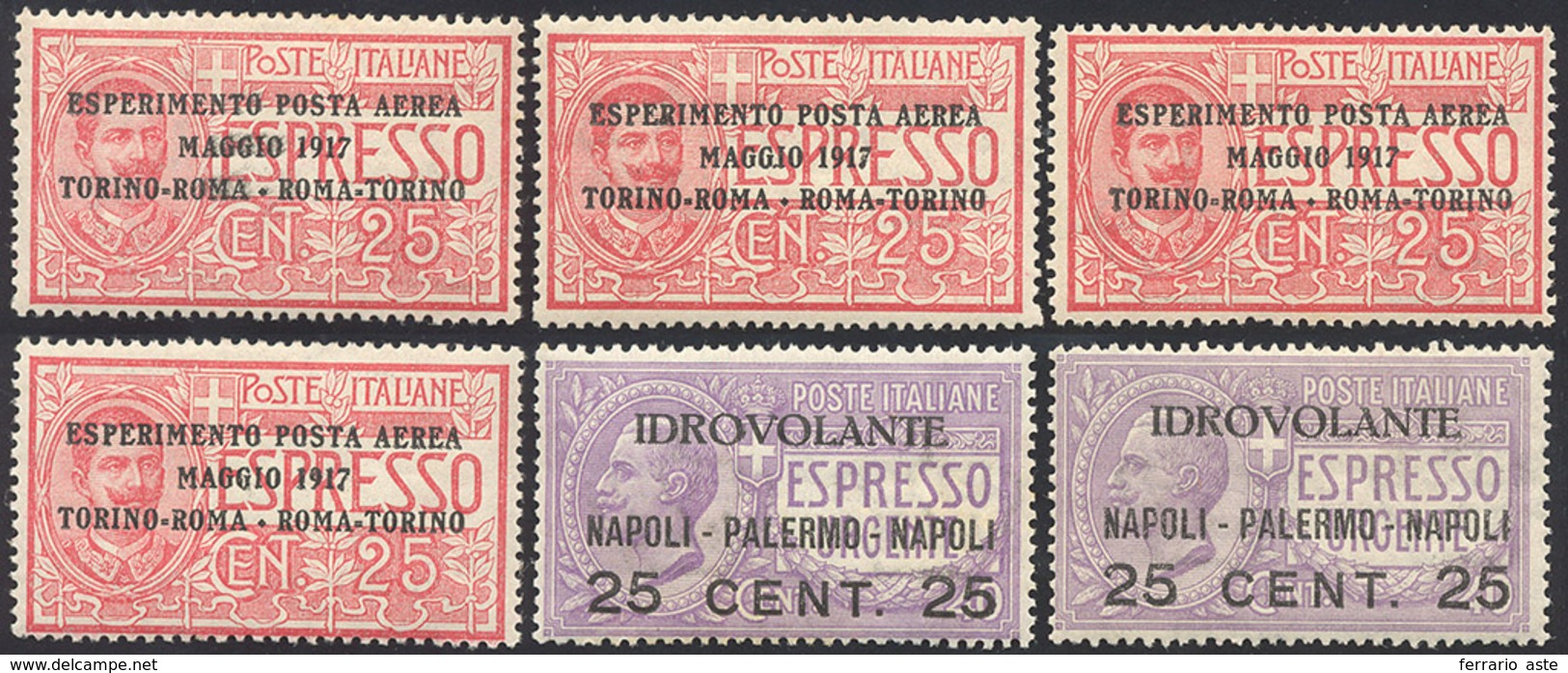 1206 1917 - 25 Cent. Rosso Soprastampato Torino-Roma, Quattro Esemplari E 25 Su 40 Cent. Violetto, Due Es... - Other & Unclassified