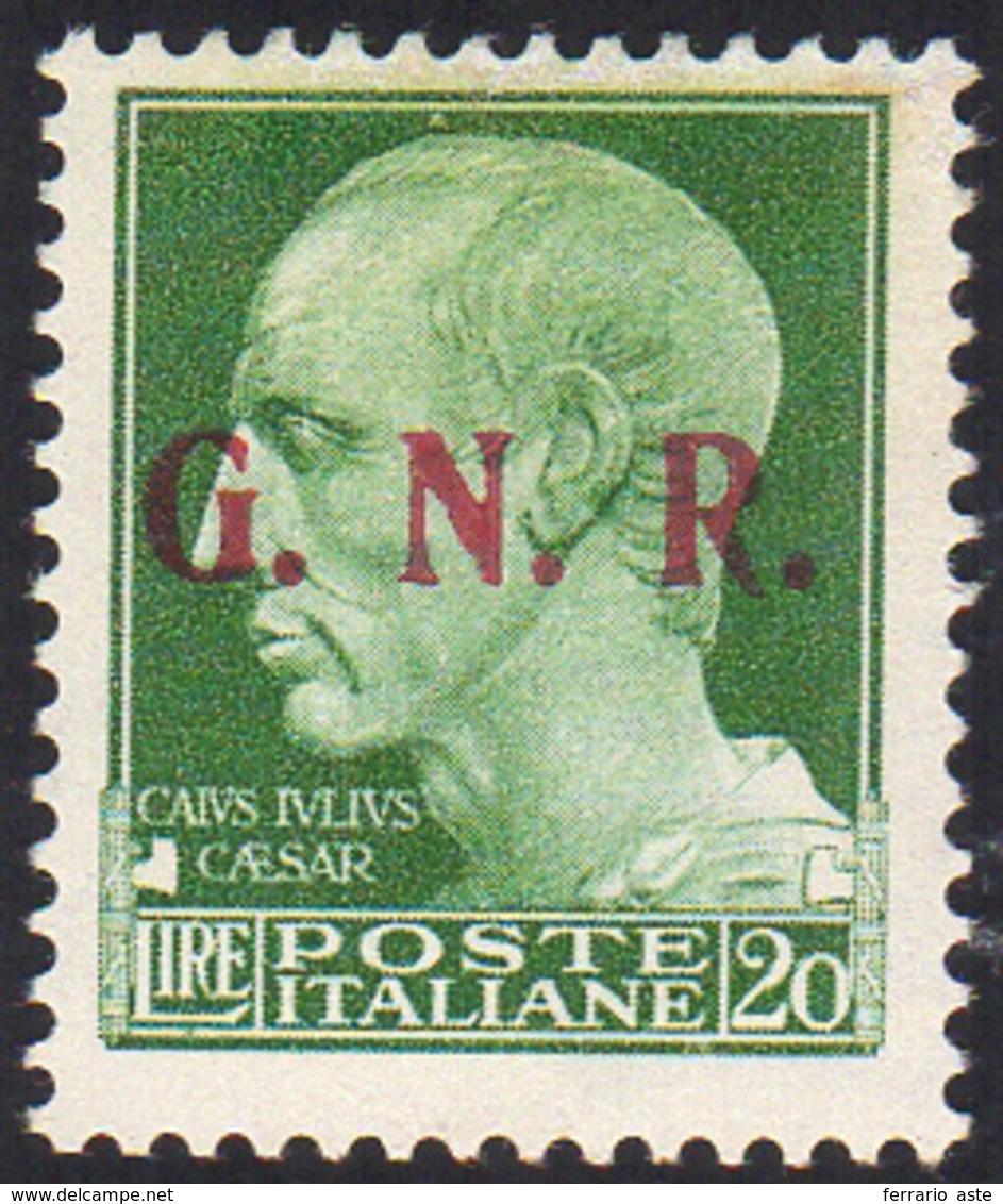 1411 1943 - 20 Lire Soprastampa G.N.R. Di Brescia, III Tipo (487/III), Gomma Integra, Perfetto. Raro! Fie... - Otros & Sin Clasificación