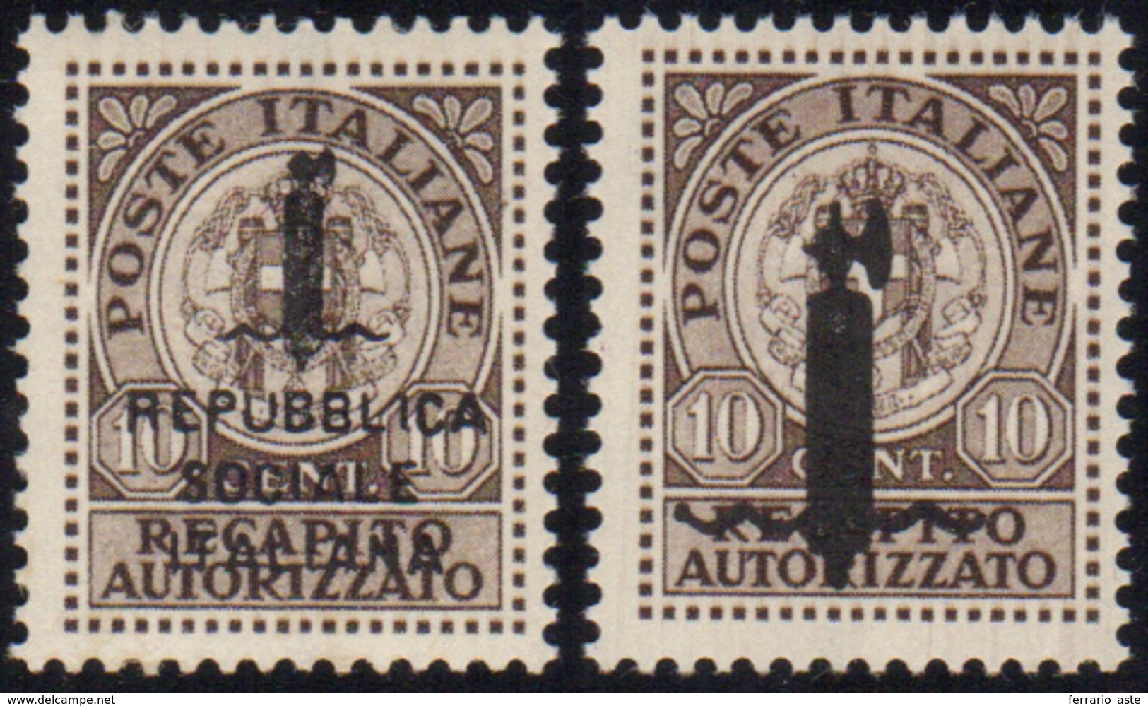 1428 1944 - Soprastampati, Non Emessi (3A/3B), Gomma Integra, Perfetti. Cert. Raybaudi Per Il N. 3B.... - Andere & Zonder Classificatie