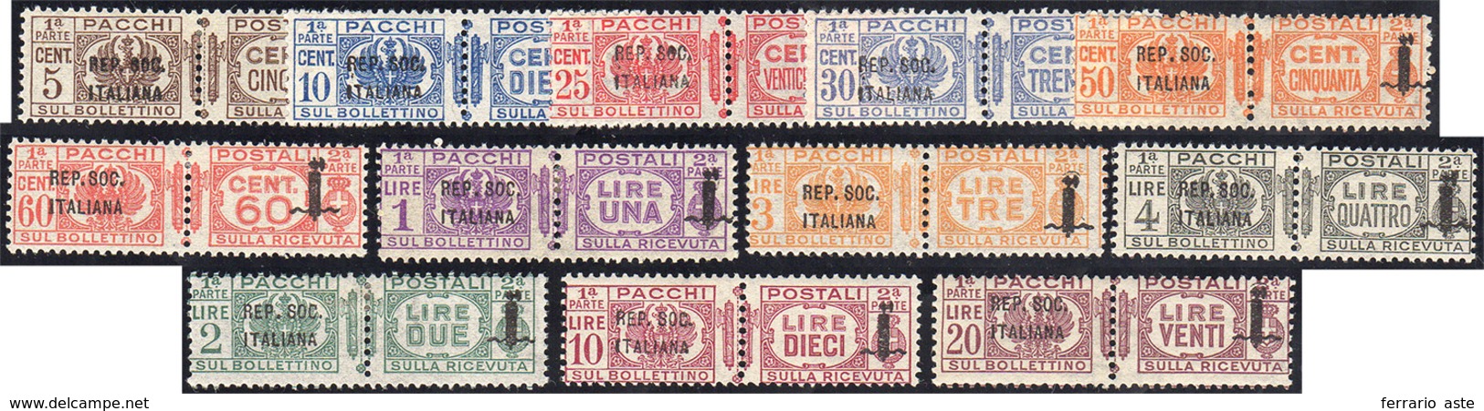 1431 1944 - Soprastampati, Serie Completa (36/47), Gomma Originale, Perfetti. Alti Valori Ferrario.... - Paquetes Postales