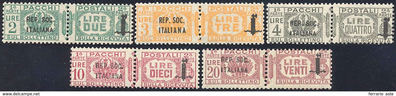 1432 1944 - 2 Lire, 3 Lire, 4 Lire, 10 Lire E 20 Lire Con Soprastampa Di 36 Mm. (43a/47a), Gomma Original... - Postpaketten