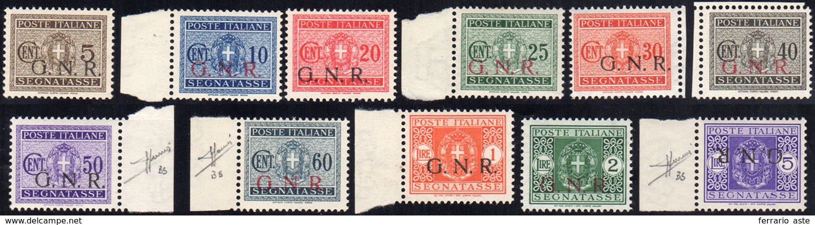 1438 1943 - Soprastampati G.N.R. Di Brescia (47/I-57/I), Gomma Integra, Perfetti. Belli! Cert. Sorani Per... - Postage Due