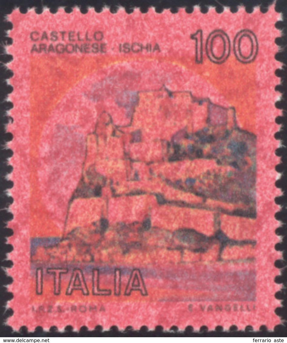 1484 1980 - 100 Lire Castelli, Stampa Del Rosso Fortemente Inchiostrata Che Ricopre L'intera Superficie D... - Other & Unclassified