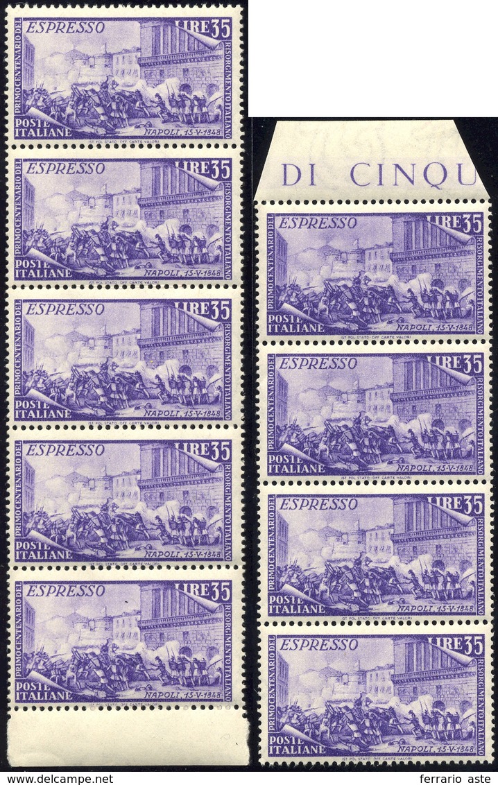1487 1948 - 35 Lire Espresso Risorgimento (E32), Nove Esemplari, Gomma Integra, Perfetti.... - Other & Unclassified