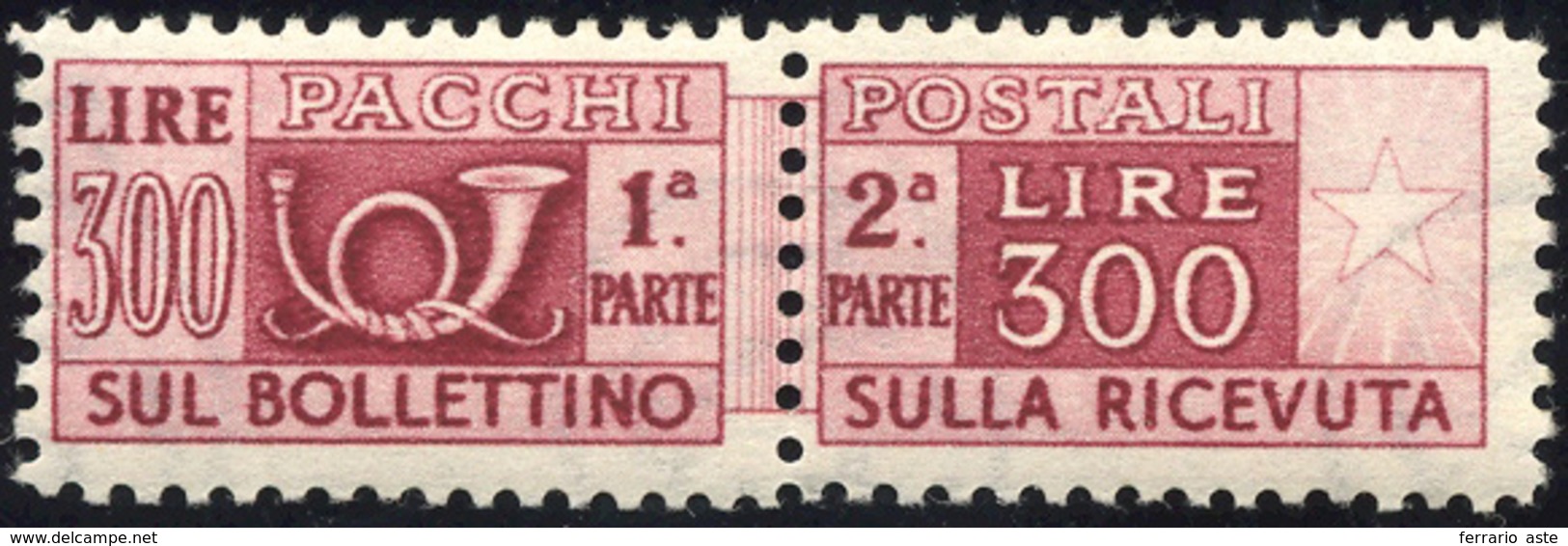 1489 1948 - 300 Lire, Filigrana Ruota (79), Gomma Originale, Perfetto.... - Postal Parcels