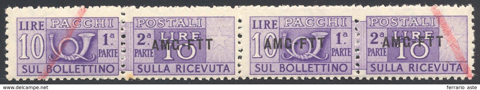 1503 PACCHI POSTALI 1947 - 10 Lire Violetto, Senza Soprastampa Nella Sezione Di Sinistra (soprastampa In ... - Otros & Sin Clasificación