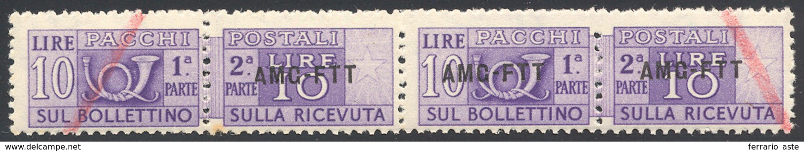 1503 PACCHI POSTALI 1947 - 10 Lire Violetto, Senza Soprastampa Nella Sezione Di Sinistra (soprastampa In ... - Other & Unclassified